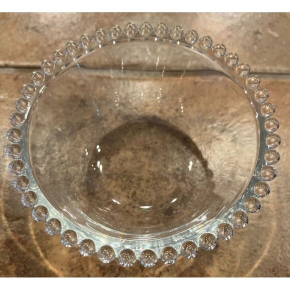 Vintage Clear Glass Bowl With Decorative Beaded Rim - Picture 1 of 7